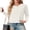 03-White, variant on Womens Cardigan Sweater Long Sleeve Crew Neck Button Front Knit Ruffle Trim Casual Lightweight Tops Black L