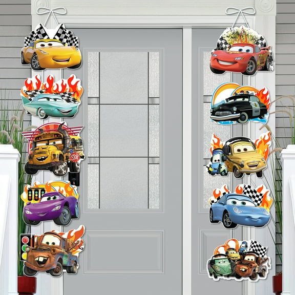 10PCS Cars Party Door Sign Banner Stitch Party Cutouts Banners Door Hanging Porch Party Decoration Birthday Party Supplies forIndoor Outdoor Wall Door Decor Supplies