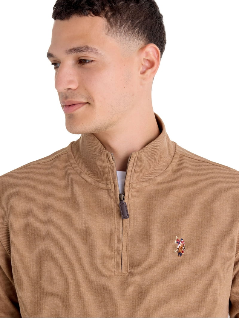 U.S. Polo Assn. Men's Quarter Zip Flatback - Walmart.com