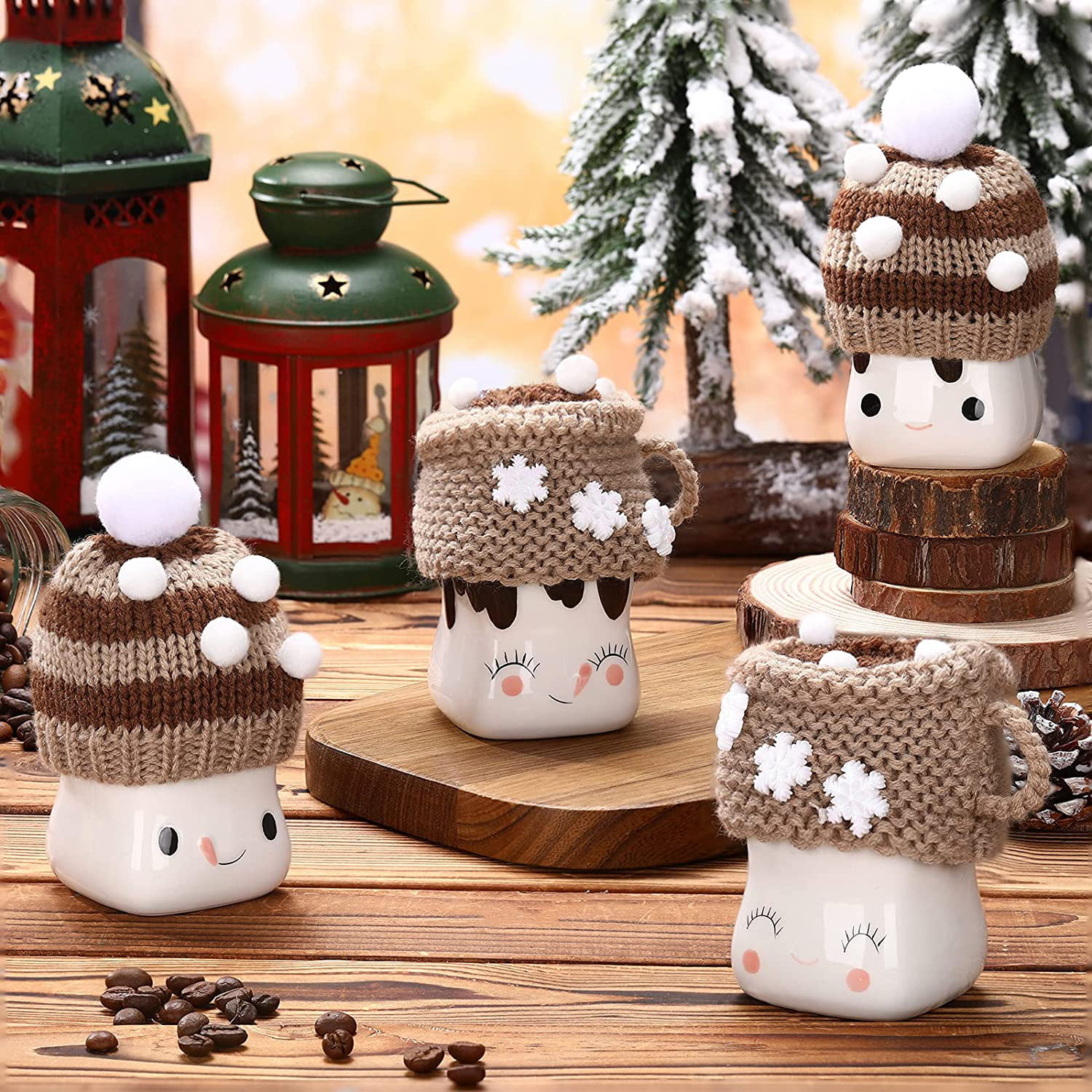 Variety of Styles Mini Marshmallow Snowman Mug Hats