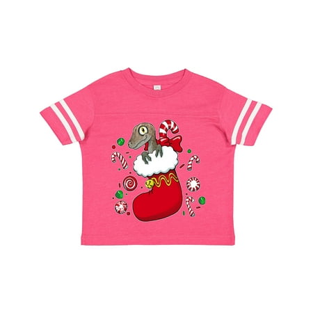 

Inktastic There s a Dinosaur in My Christmas Stocking with Candy Canes Boys or Girls Toddler T-Shirt