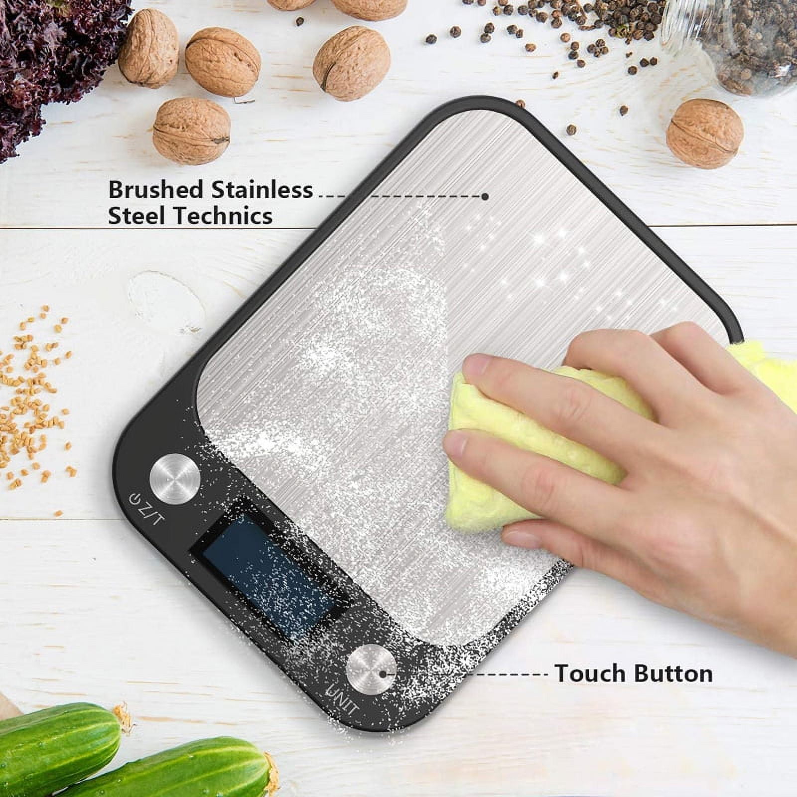 RIWPKFH Kitchen Scale 10Kg/1g Weighing Food Coffee Balance Smart Electronic Digital Scales Stainless Steel Design for Cooking and Baking