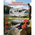 thumbnail image 2 of VEVOR RV Water Pump, 12V DC 5 GPM (18.9 L/min), 4-Chamber Self-Priming Diaphragm Water Pump with Automatic Pressure Switch, 70 PSI Max Pressure, On Demand for RV, Caravan, Marine, Yacht, Car Washing, 2 of 9