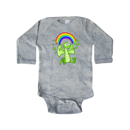 

Inktastic Lucky Dragon with Rainbow St. Patrick s Day Gift Baby Boy or Baby Girl Long Sleeve Bodysuit