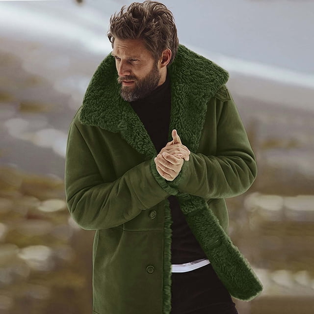 LOVZFMLL Jackets for Men's Casual Winter Casual Solid Color Coats Long Sleeve Button Overcoat Jacket