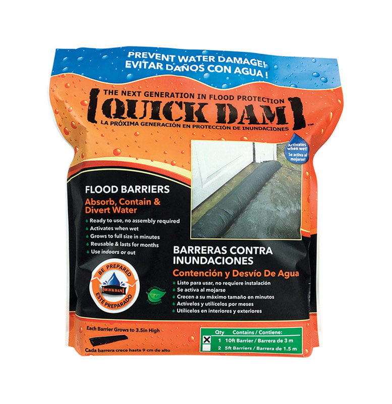 Quick Dam QD610-1 10 Feet Water Activated Flood Barrier Black for sale online 