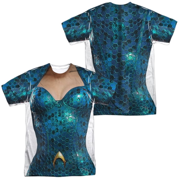 Aquaman Movie Mera Uniform Unisex Adult Sublimated Costume T Shirt (Front/Back), Medium Multicolor