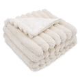 thumbnail image 2 of Regal Living Luxury Reversible Textured Stripe Faux Fur & Velvet Twin Throw, Taupe, 66" x 90", 2 of 8