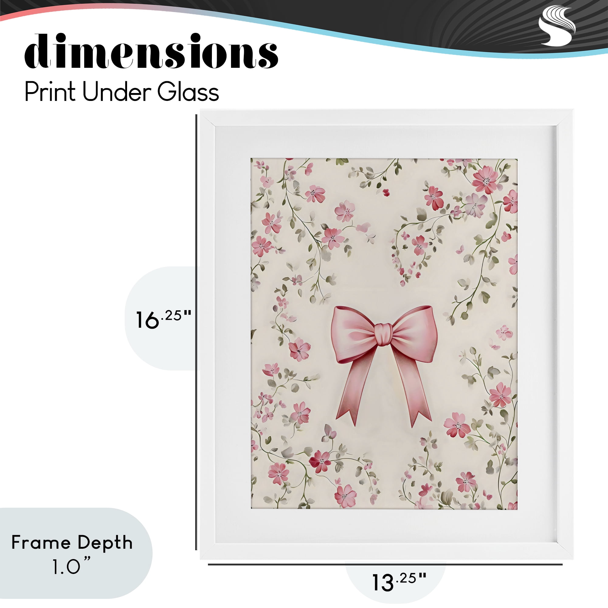 Stupell Industries Girly Ribbon Bow White Framed Print Under Glass, design by Arlington Prints