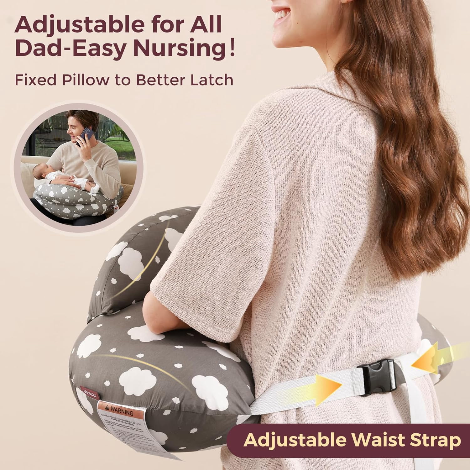 Momcozy Original Nursing Pillow for Breastfeeding, More Support for Mom, Easier Nursing & Hand Free, Removable Cotton Cover