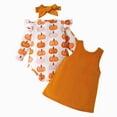 thumbnail image 4 of NOLDARES Baby Girl Halloween Clothes Long Sleeve Romper Tops Ghost Pants Set Infant My First Outfit, Pumpkin Patch Outings(Purple,2-3 Years), 4 of 8