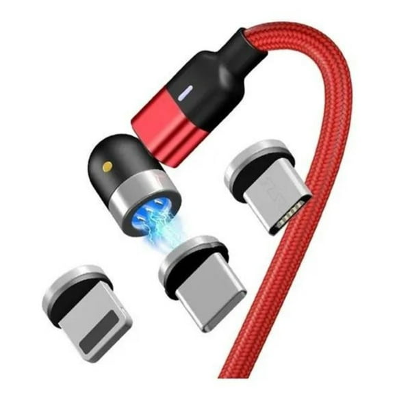 Cable Cargador USB Magnético 3 En 1 Rotativo 540 1 Metro Genérica 540