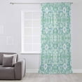 thumbnail image 3 of Light Green Blue Floral Semi Sheer Curtains Drapes for Living Room, Bedroom, French Doors Window 45 Inches Long, Vintage Pastoral Botanical Rod Pocket Chiffon Curtain Drapery Voile Draperies Panel, 3 of 6