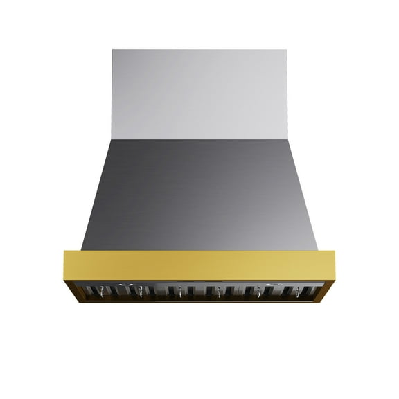 36 in. 600 CFM Wall Mounted Range Hood in Stainless Steel with Gold Accents