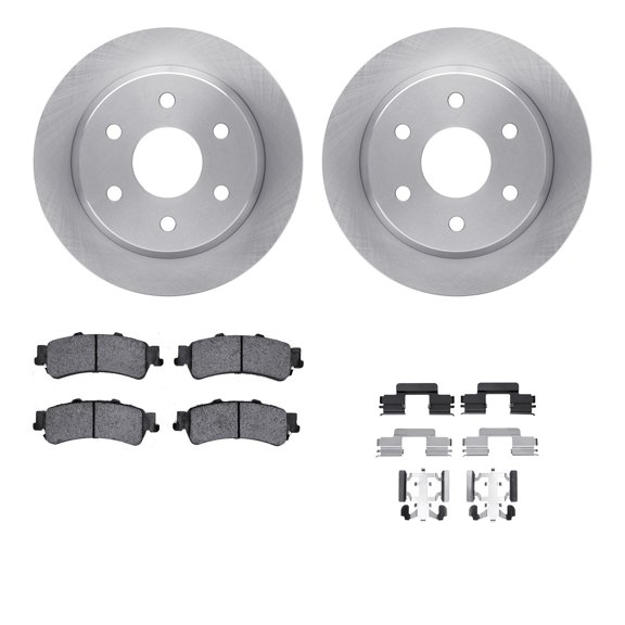 Dynamic Friction Company Rear Brake Rotors with Heavy Duty Brake Pads includes Hardware 6212-48013