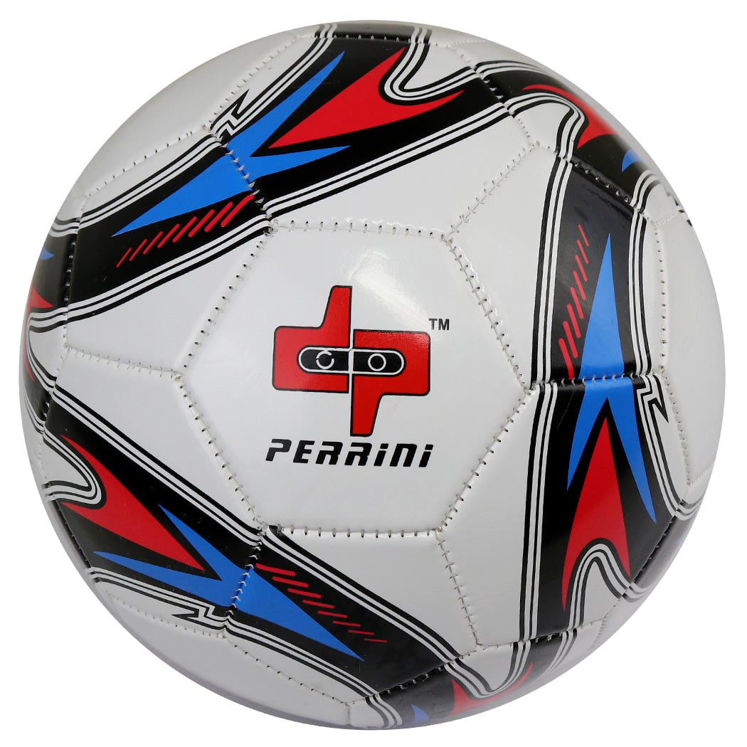 Perrini New Soccer Ball Red/Grey Trim All Weather Indoor Outdoor Official Size 5