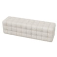 thumbnail image 5 of 46.30'' Velvet Upholstered Ottoman, Luxury Rectangular Footstool with Tufted Design, Bedroom Bench for Living Room, Bedroom, White, 5 of 7