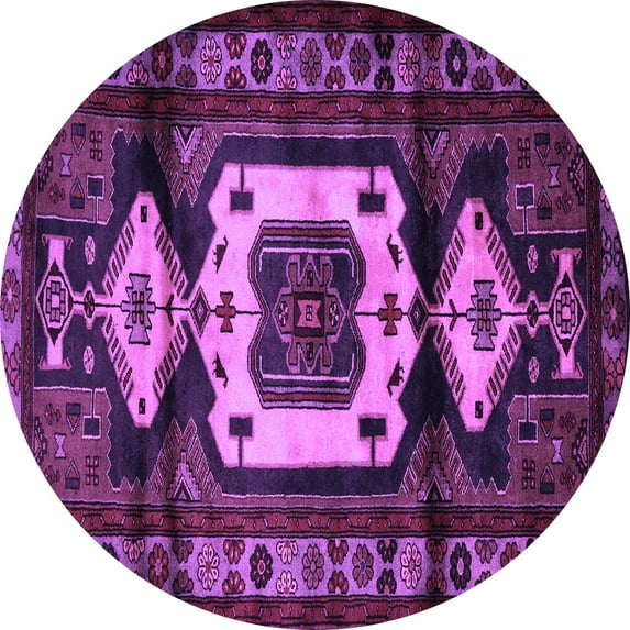 Ahgly Company Indoor Round Persian Purple Traditional Area Rugs, 4' Round