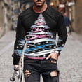 thumbnail image 2 of UVEASISHA Mens Christmas T Shirts Xmas Tree Printed Graphic Tees for Men Big and Tall Casual Hipster Tee Tops Slim Fit Long Sleeve Crewneck Pullover Black S, 2 of 6