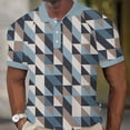 thumbnail image 3 of WREESH Men's Retro Geometric Print Henley Shirt Casual Short Sleeve T-Shirt with Side Vents & Stretch Fabric for Vintage Inspired Looks, 3 of 4