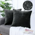 thumbnail image 2 of Unique Bargains Set of 2 Soft Water Repellent Throw Pillow Covers Black 20x20 Inch, 2 of 8