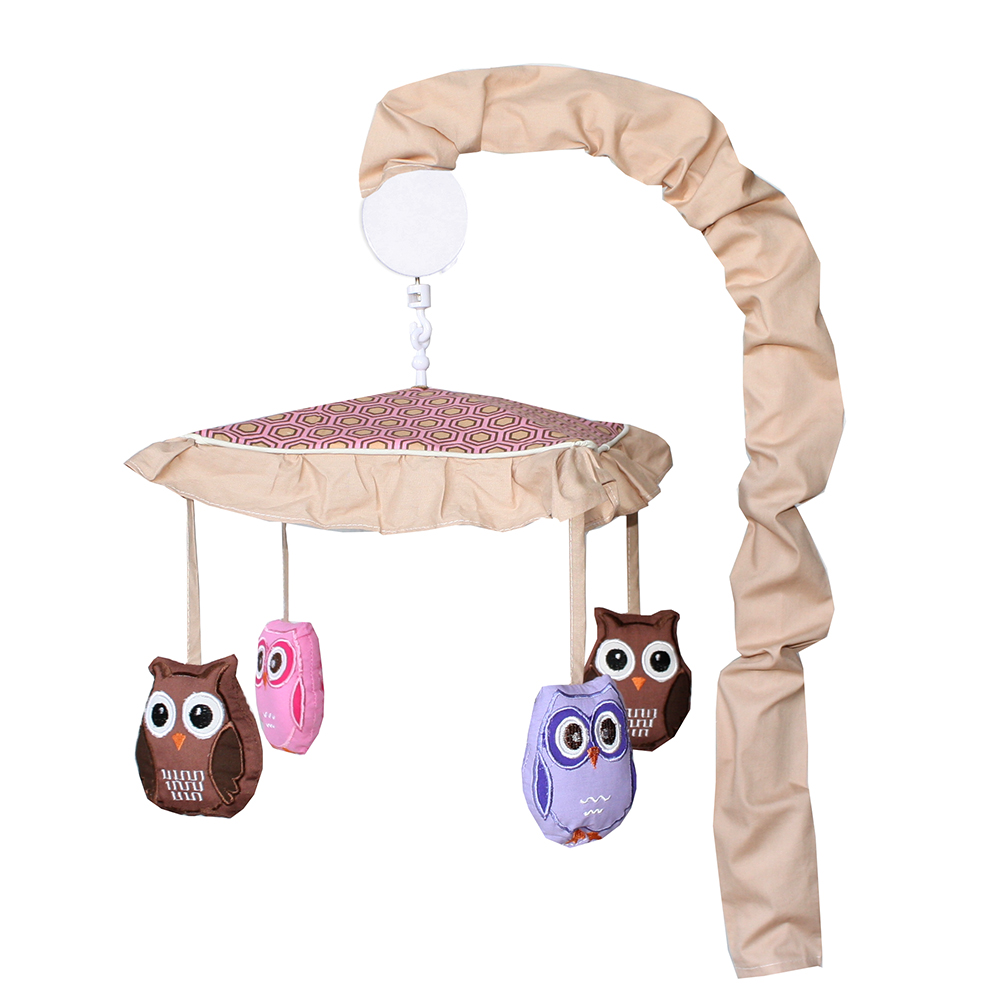 BabyFad Owl Pink 9 Piece Nursery Girl Room Crib Bedding Set