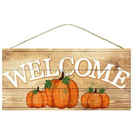Rustic Pumpkins Wooden Welcome Sign - 12.5 x 6