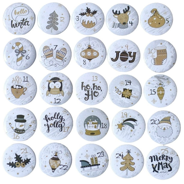 Adviento De Navidad De 44586 Números, Conjunto De Botones Redondos Para Decoración De Regalo Para Cintas, Bolsas De Tela, Paquetes Sweethay HA044220-03