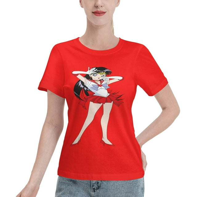 T-Shirt Basique à Manches Courtes pour Femmes Sailor Moon Rei Hono