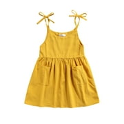 Faithtur Baby Camisole Dress Adjustable Bandage, Solid Color High Waist