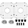 thumbnail image 1 of Paquete De 4 Protectores De Fregadero Para Fregadero De Cocina Con Orificio De Drenaje Central De 13,7 "X 11,6" Rejilla Inferior De Fregadero De Cocina De Acero Inoxidable, 2 Piezas Con 2 Coladores De, 1 of 5