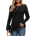 thumbnail image 2 of Camisa de Larga con Encaje para Mujer, Top de Otoño, Moda Elegante, Informal, Tipo Túnica, Suéter, Ropa de . Negro S, 2 of 8