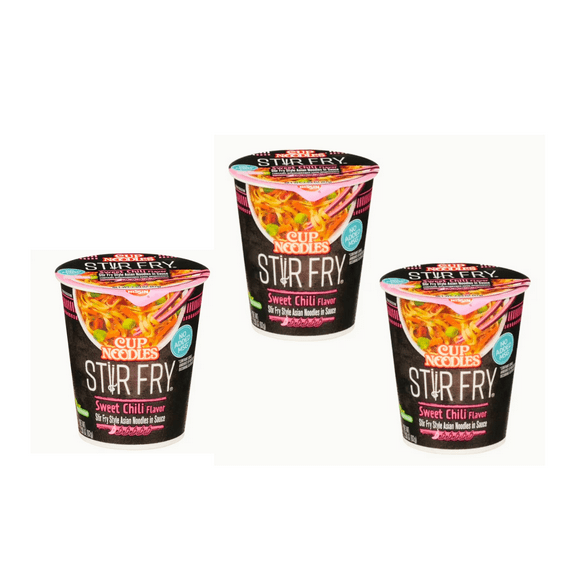 Cup Noodles Stir Fry Sweet Chili 3 Pack 8.67 oz – Vegetarian Asian Style Noodles