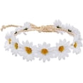 thumbnail image 1 of Paquete de 2 diademas de flores de margarita, corona de girasol, diademas de estilo bohemio para novias, mujeres, niñas, hippies, bodas, festivales de playa (blanco) Sailing Electrónica, 1 of 5