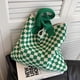 thumbnail image 3 of Bolso de hombro con bloque de color a cuadros, bolso holgado de gran capacidad, bolso de mano versátil, suave y elegante, 3 of 3
