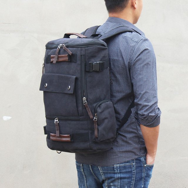 Mochila de lona para hombre, mochila para estudiantes de secundaria, mochila retro para computadora, bolso de viaje de gran capacidad, bolso para hombre