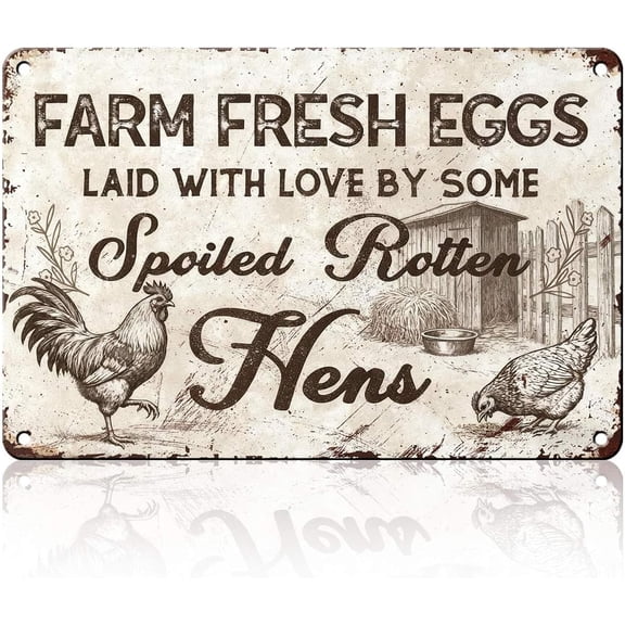 Farm Fresh Eggs Vintage Metal Tin Sign Farmers Market Hen House Decor for Home Garden Patio 8x12 Inch