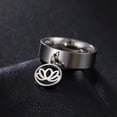 thumbnail image 3 of Lotus Flower Small Pendant Rings for Women Stainless Steel Yoga Buddha Ring, 3 of 9