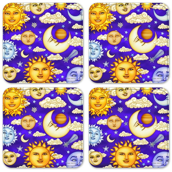 Vinyl Drink Coasters - Set of 4 - Suns - Image by Dan Morris