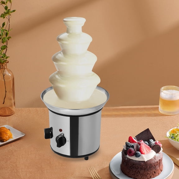 Chocolate Fountain Machine 4 Tier Stainless Steel Luxury Cheese Cascading Fondue for Milk Tea Stores