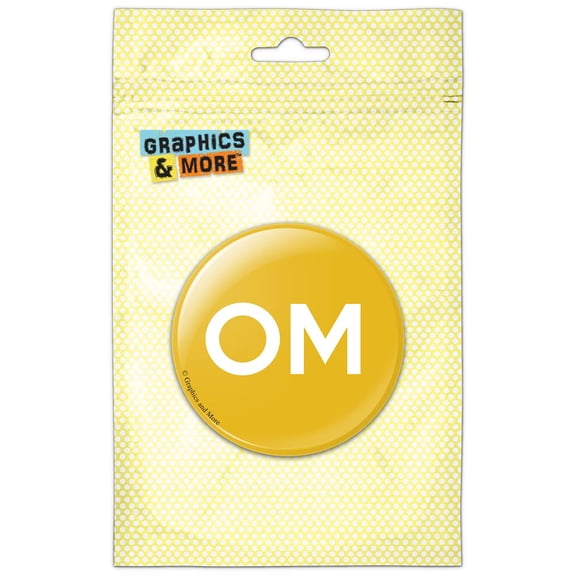 Om Yoga Meditation White on Yellow Pinback Button Pin Badge