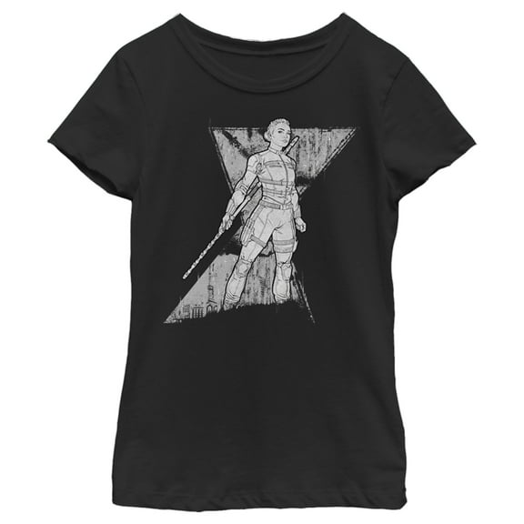 Girl's Marvel Black Widow Yelena Grunge Graphic Tee Black Large