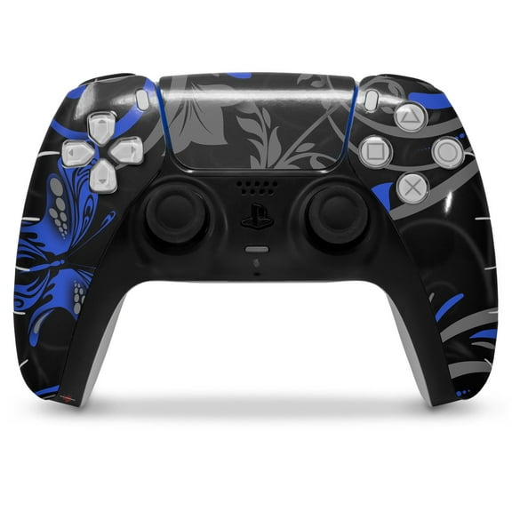 WraptorSkinz Skin Wrap compatible with the Sony PS5 DualSense Controller Twisted Garden Gray and Blue (CONTROLLER NOT INCLUDED)