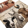 thumbnail image 2 of Why Hello Cutie Pies Washable Living Room Rugs 5'x7', Farm Donkey Pig Cow Chicken Wooden Fence Retro Low Pile Throw Large Area Rugs Non-Slip Sturdy Edge Binding Carpet for Dining Room Bedside Kitchen, 2 of 9