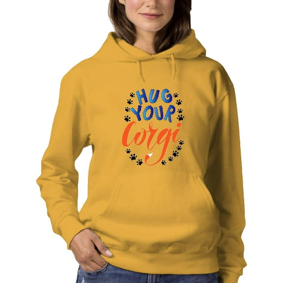 Hug Your Corgi Calligraphy Hoodie Women -Image by Shutterstock, Female 3X-Large