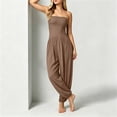 thumbnail image 3 of Pounoo Women's Rompers Strapless Solid Color Overalls with Pockets Casual Daily Wear Lightweight Stretchy Relaxed Jumpsuits Gift, 3 of 5