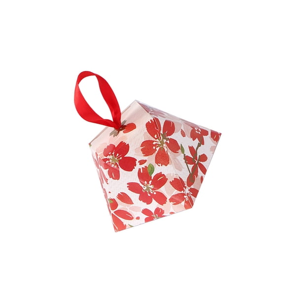 fashionhome Candy Box Wedding Favor Gift with Ribbon Chocolate Red Bags Flower Print Case for Festive Birthday Party Supplies Pink Red