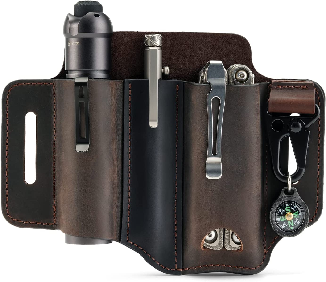 PJ29 Multitool Sheath for Belt. Leather EDC Pocket Organizer for Men
