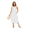 thumbnail image 4 of Xmarks Women's Basic Tank Top Maxi Long Dress Casual Sleeveless Summer Beach Dress White 2XL, 4 of 7