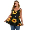 thumbnail image 5 of LARACE Spaghetti Strap Tank Tops for Womens V Neck T Shirts Plus Size Sleeveless Tunic Buttons Summer Camisole A-SunFlower27_2X, 5 of 7